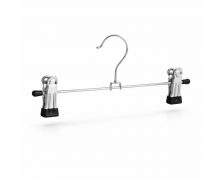 Вешалки плечики тремпеля с прищепками для брюк и юбок металлические 40 см (хром+силикон)