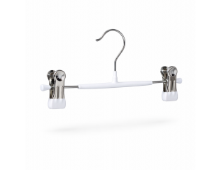 Вішалки плічка тремпеля з прищіпками для брюк та спідниць 30 см (хром + білий силікон)